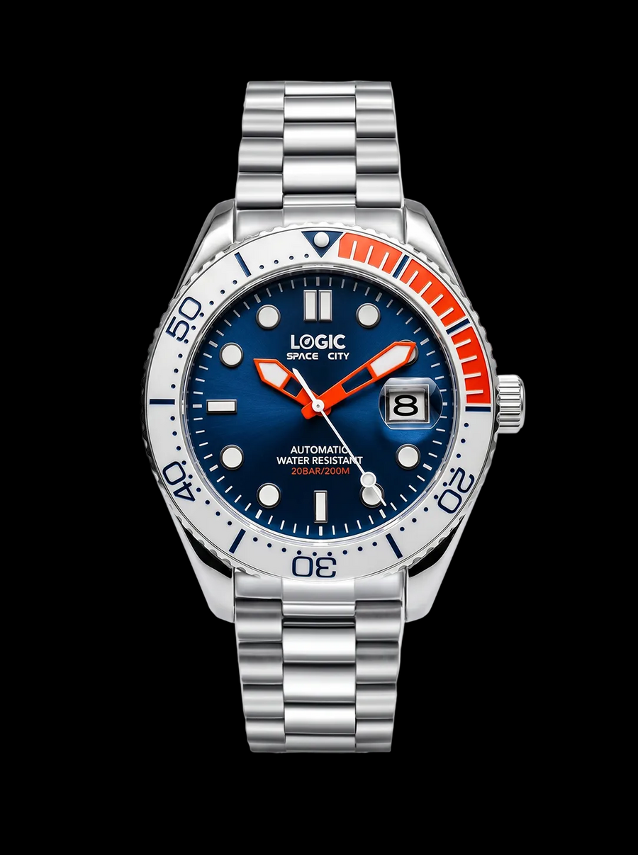 Space City automatic dive watch, Houston tribute, ceramic bezel and stainless steel bracelet