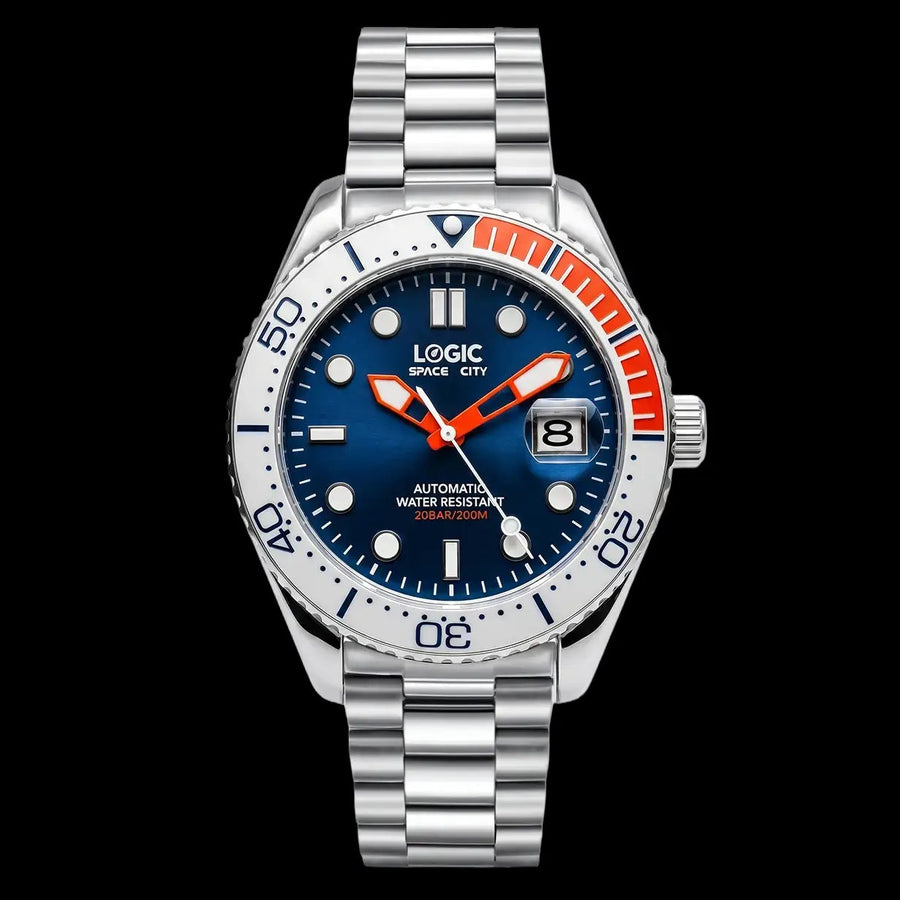 Space City automatic dive watch, Houston tribute, ceramic bezel and stainless steel bracelet